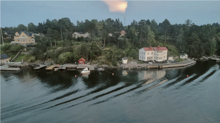 Swedish archipelago with houses and forest